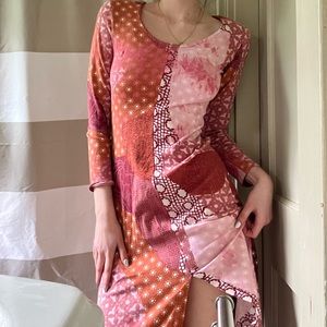 vintage 70s patchwork print maxi dress